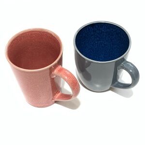 Set of Two Ceramic Mugs - Pink and Gray